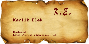 Karlik Elek névjegykártya